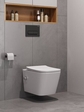 Фото Унитаз подвесной BelBagno KRAFT-TOR BB7106CH-TOR-BS/SC безободковый, с функцией биде, сиденье с микролифтом