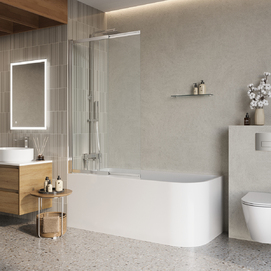 Шторка для ванны BelBagno Luce 90x145 LUCE-VF-11-90/145-C-Cr стекло прозрачное, профиль хром