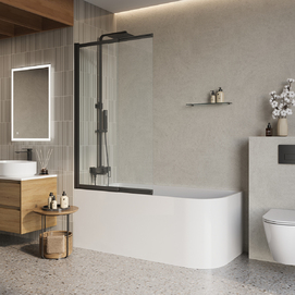 Шторка для ванны BelBagno Luce LUCE-VF-11-90/145-C-NERO