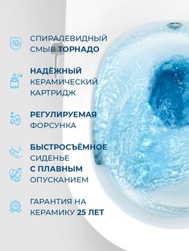 Фото Унитаз подвесной BelBagno MARINO-TOR BB7026CH-TOR-BFS/SC безободковый, с функцией биде, сиденье с микролифтом