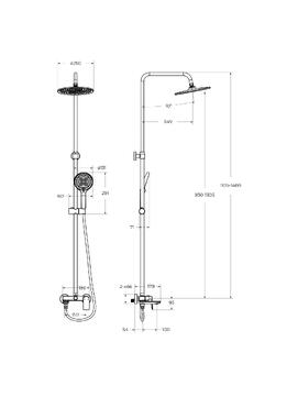 Фото Душевая стойка BelBagno Marino MARINO-VSCM-GM с изливом, оружейная сталь