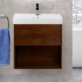 Мебель для ванной комнаты BelBagno Neon 60 см подвесная, 1 ящик, Rovere Scuro