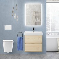Мебель для ванной BelBagno Neon 60 см подвесная, 2 ящика, Pino Blanco