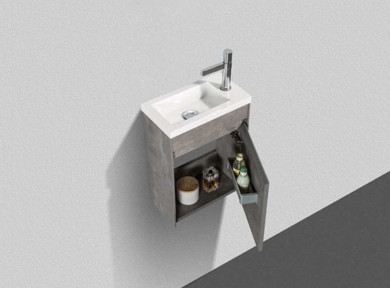 Мебель для ванной комнаты BelBagno PIETRA MINI 400 R Stucco Cemento, цвет серый PIETRA MINI-400-1A-SO-SCM-R - фото 2