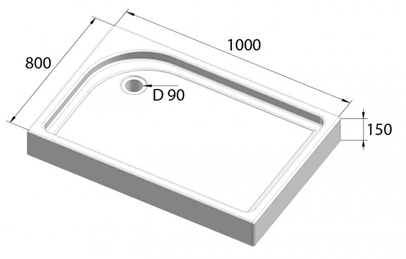 Душевой поддон 100x80 BelBagno Tray TRAY-BB-AH-100/80-15-W-L, размер 100x80, цвет белый - фото 2