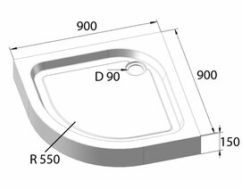     BelBagno 90x90 TRAY-BB-R-90-550-15-W