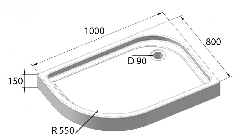 Душевой поддон 100x80 BelBagno Tray TRAY-BB-RH-100/80-550-15-W-L, размер 100x80, цвет белый - фото 2