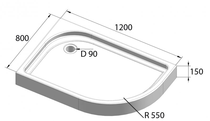 Душевой поддон 120x80 BelBagno Tray TRAY-BB-RH-120/80-550-15-W-L, размер 120x80, цвет белый - фото 2