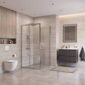 Фото Душевой уголок BelBagno UNO-195 100x100 UNO-195-A-1-100-C-Cr стекло прозрачное, профиль хром