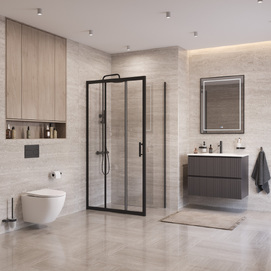 Фото Душевой уголок BelBagno UNO-195 100x80 UNO-195-AHF-31-100/80-C-NERO стекло прозрачное, профиль черный