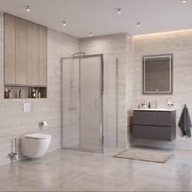 Фото Душевой уголок BelBagno UNO-195 100x90 UNO-195-AH-1-100/90-P-Cr стекло рифленое, профиль хром