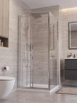 Фото Душевой уголок BelBagno UNO-195 100x90 UNO-195-AHF-31-100/90-C-Cr стекло прозрачное, профиль хром