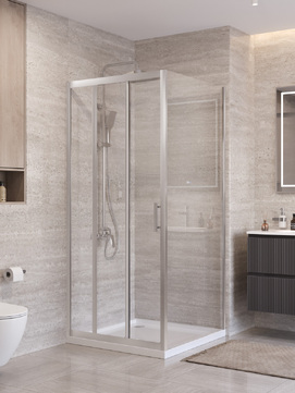 Душевой уголок BelBagno UNO-195 100x90 UNO-195-AHF-31-100/90-C-IN стекло прозрачное, профиль сатин