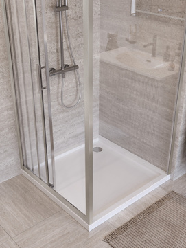 Фото Душевой уголок BelBagno UNO-195 100x90 UNO-195-AHF-31-100/90-C-IN стекло прозрачное, профиль сатин