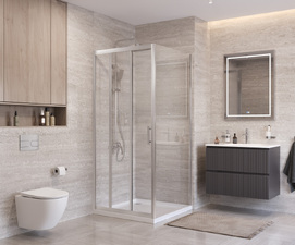 Фото Душевой уголок BelBagno UNO-195 100x90 UNO-195-AHF-31-100/90-C-IN стекло прозрачное, профиль сатин