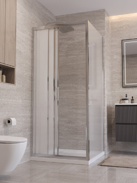 Фото Душевой уголок BelBagno UNO-195 100x90 UNO-195-AHF-31-100/90-P-Cr стекло рифленое, профиль хром