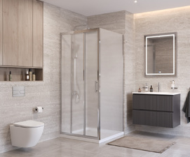 Фото Душевой уголок BelBagno UNO-195 100x90 UNO-195-AHF-31-100/90-P-Cr стекло рифленое, профиль хром