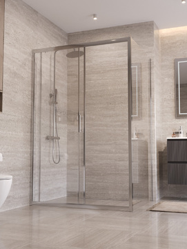 Фото Душевой уголок BelBagno UNO-195 110x100 UNO-195-AH-1-110/100-C-Cr стекло прозрачное, профиль хром