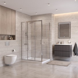 Фото Душевой уголок BelBagno UNO-195 110x100 UNO-195-AHF-31-110/100-C-Cr стекло прозрачное, профиль хром