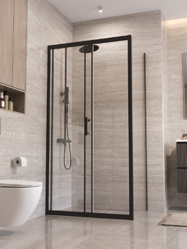Фото Душевой уголок BelBagno UNO-195 110x70 UNO-195-AH-1-110/70-C-NERO стекло прозрачное, профиль черный