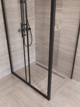 Фото Душевой уголок BelBagno UNO-195 110x70 UNO-195-AH-1-110/70-C-NERO стекло прозрачное, профиль черный