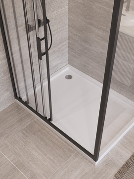 Фото Душевой уголок BelBagno UNO-195 120x100 UNO-195-AHF-31-120/100-C-NERO стекло прозрачное, профиль черный