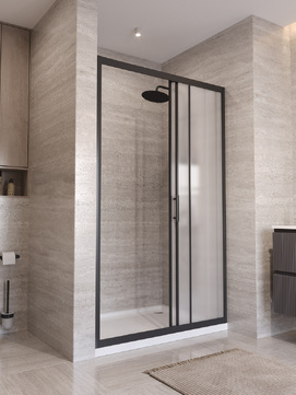 Фото Душевая дверь в нишу BelBagno UNO-195 120x195 UNO-195-BF-3-120-P-NERO стекло рифленое, профиль черный
