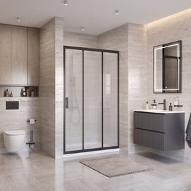 Фото Душевая дверь в нишу BelBagno UNO-195 120x195 UNO-195-BF-3-120-P-NERO стекло рифленое, профиль черный