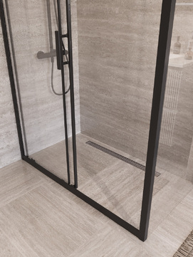 Фото Душевой уголок BelBagno UNO-195 130x70 UNO-195-AH-1-130/70-C-NERO стекло прозрачное, профиль черный