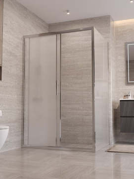 Фото Душевой уголок BelBagno UNO-195 130x90 UNO-195-AH-1-130/90-P-Cr стекло рифленое, профиль хром