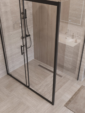 Фото Душевой уголок BelBagno UNO-195 140x100 UNO-195-AH-1-140/100-C-NERO стекло прозрачное, профиль черный