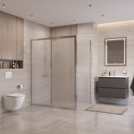 Фото Душевой уголок BelBagno UNO-195 150x90 UNO-195-AH-1-150/90-P-Cr стекло рифленое, профиль хром