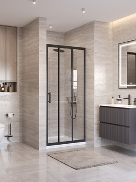 Душевая дверь в нишу BelBagno UNO-195 90x195 UNO-195-BF-3-90-C-NERO стекло прозрачное, профиль черный