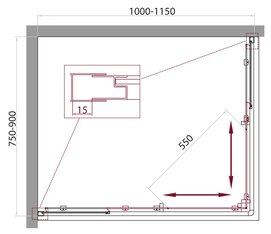 Фото Душевой уголок BelBagno Unique 115x90 UNIQUE-AH-2-100/115-75/90-P-Cr стекло рифленое, профиль хром, без поддона