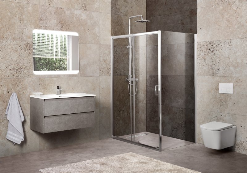 Душевой уголок BelBagno Unique 100x80 UNIQUE-AH-1-100/115-80-C-Cr стекло прозрачное, профиль хром, без поддона, размер 100x80 - фото 2