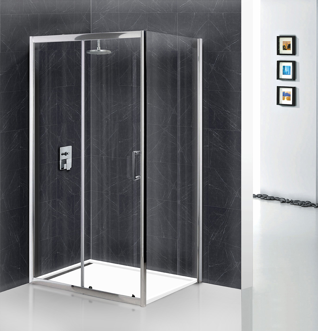 Душевой уголок BelBagno Uno 120x90 UNO-195-AH-1-120/90-C-Cr стекло прозрачное, профиль хром, без поддона, размер 120x90 - фото 2