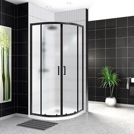 Душевой уголок BelBagno Uno-195 90x90 UNO-195-R-2-90-P-NERO стекло матовое, профиль черный, без поддона