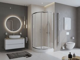 Душевой уголок BelBagno Uno 85x85 UNO-195-R-2-85-C-Cr стекло прозрачное, профиль хром, без поддона