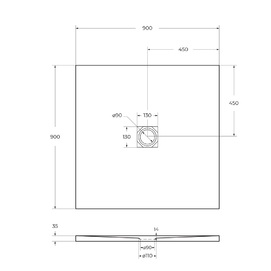       BelBagno Uno 90x90 TRAY-MR-UNO-A-90-35-W-BO 