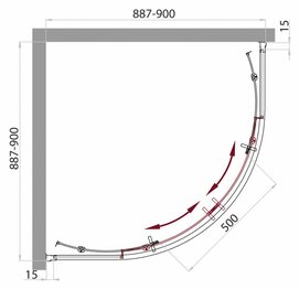   90x90 BelBagno Uno UNO-GL-R-2-90-C-Cr-TR