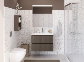 Мебель для ванной комнаты BelBagno Uno-Mini 100 см подвесная, бежевая матовая