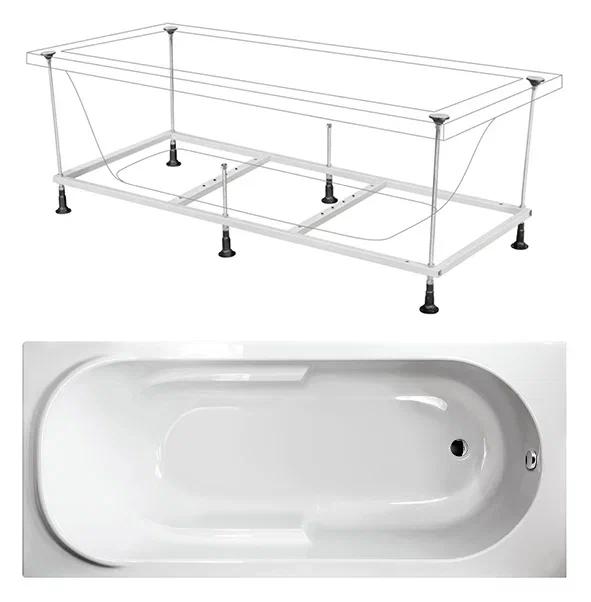 Ванна акриловая Berges Lumbo 170x75 050006 белая с каркасом