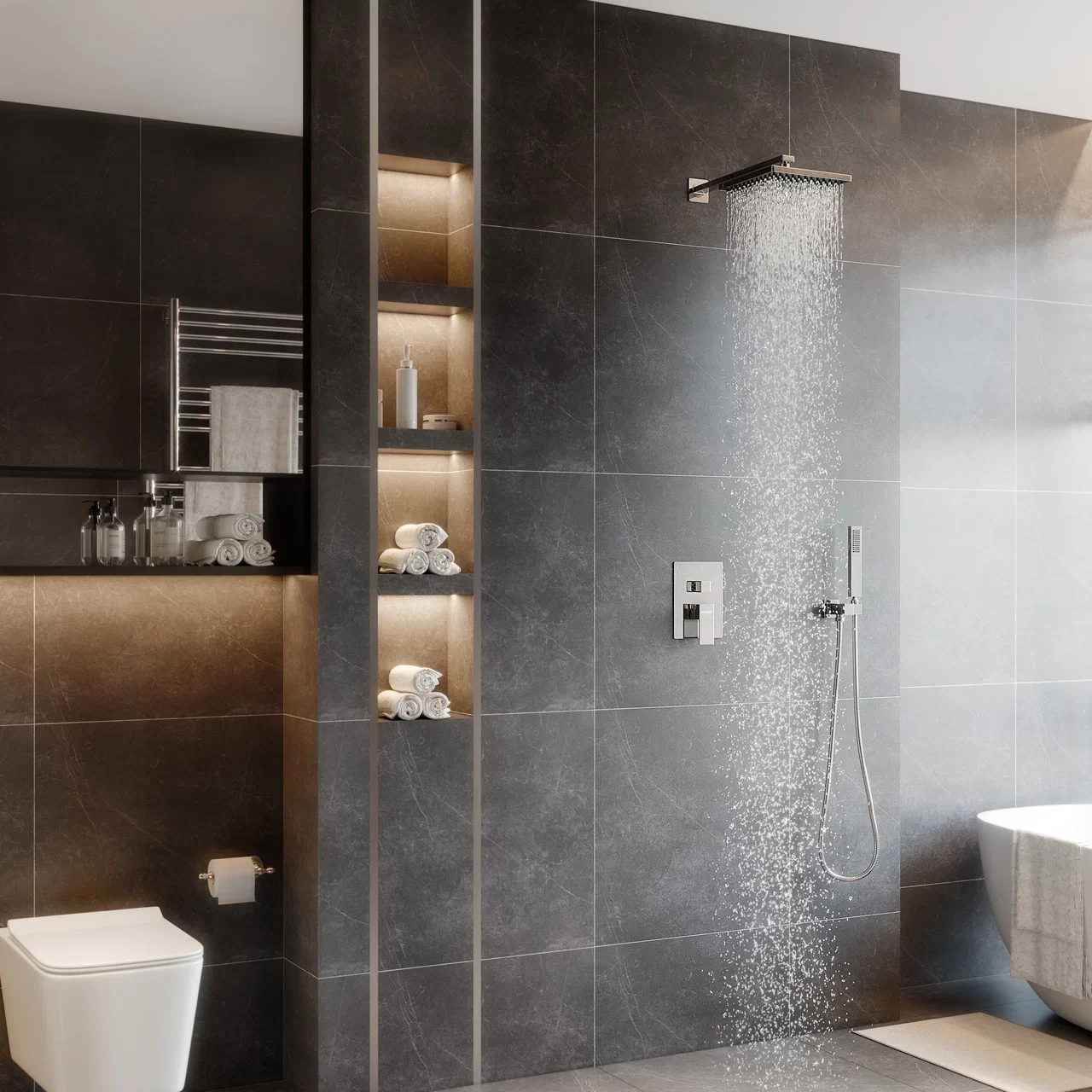 Встраиваемый душевой комплект с верхним душем Berges Nardis 071001 хром 28050₽