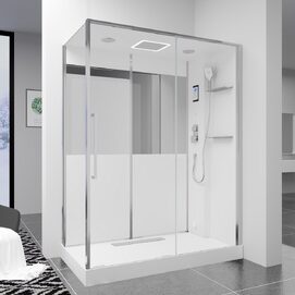 Душевая кабина Black&White Galaxy 160x85 G8890 с паром, стекло прозрачное, профиль хром