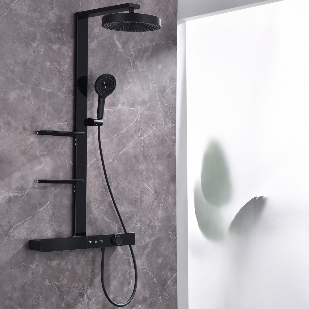 Душевая стойка BlackWhite Gravity GH-9005-MB черная матовая с термостатом 80550₽