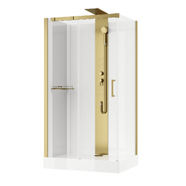 Фото Душевая кабина Black&White Galaxy 110x80 G8708-03 G стекло прозрачное, профиль брашированное золото