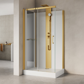 Фото Душевая кабина Black&White Galaxy 110x80 G8708-03 G стекло прозрачное, профиль брашированное золото