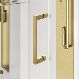 Фото Душевая кабина Black&White Galaxy 110x80 G8708-03 G стекло прозрачное, профиль брашированное золото