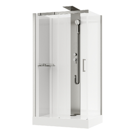 Фото Душевая кабина Black&White Galaxy 110x80 G8708-05 N стекло прозрачное, профиль  брашированный никель