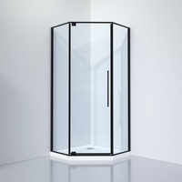 Душевой уголок Black&White 90x90 S815 BC-900x900 стекло прозрачное, профиль черный, без поддона